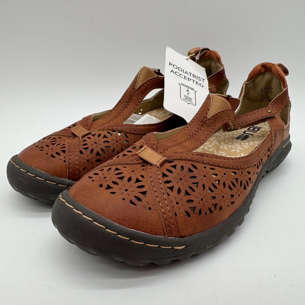 JBU by Jambu Daffodil Mary Jane Flats Womens 6.5M Brown Floral Memory Foam